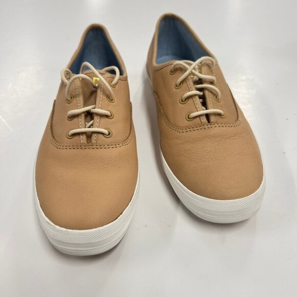 Keds Size 9 Leather Lace Up Sneakers Tan Neutral Casual Classic Chic - Picture 2 of 11